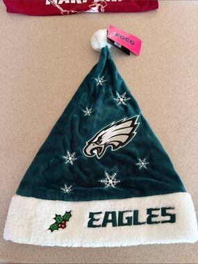 NWT Philadelphia Eagles KIDS Holiday Pom Santa Hat
